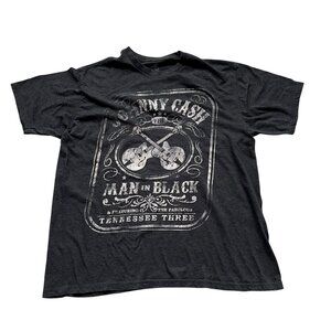 Johnny Cash t shirt adult XL dark gray Man In Black guitars